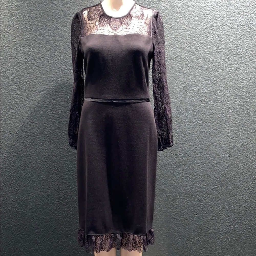 TORY BURCH - NWT Black wool and lace dress.